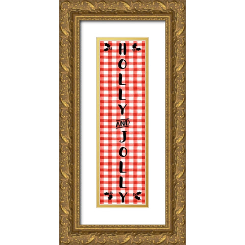 Holly And Jolly Gold Ornate Wood Framed Art Print with Double Matting by CAD Designs