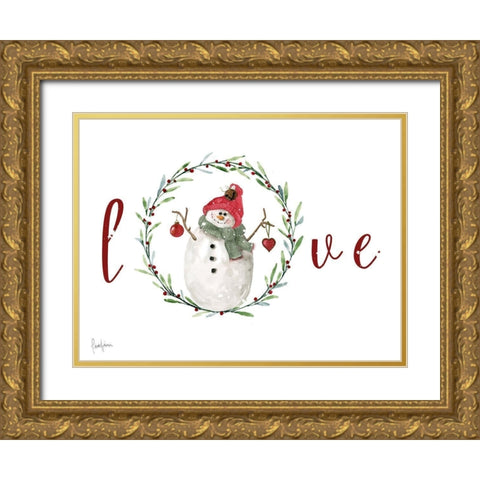 Farmhouse Christmas Love Gold Ornate Wood Framed Art Print with Double Matting by Finn, Livi