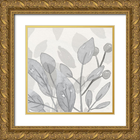 Shadow Leaves I Gold Ornate Wood Framed Art Print with Double Matting by Jill, Susan