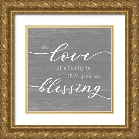 Family Blessing Gold Ornate Wood Framed Art Print with Double Matting by CAD Designs