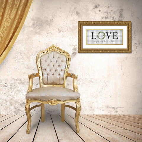 Makes this House a Home Gold Ornate Wood Framed Art Print with Double Matting by Carpentieri, Natalie