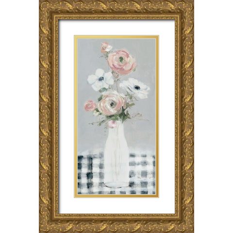 Blushing Gingham I Gold Ornate Wood Framed Art Print with Double Matting by Swatland, Sally