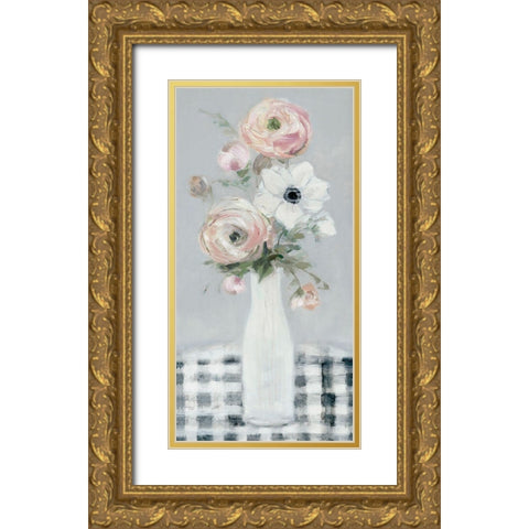 Blushing Gingham II Gold Ornate Wood Framed Art Print with Double Matting by Swatland, Sally