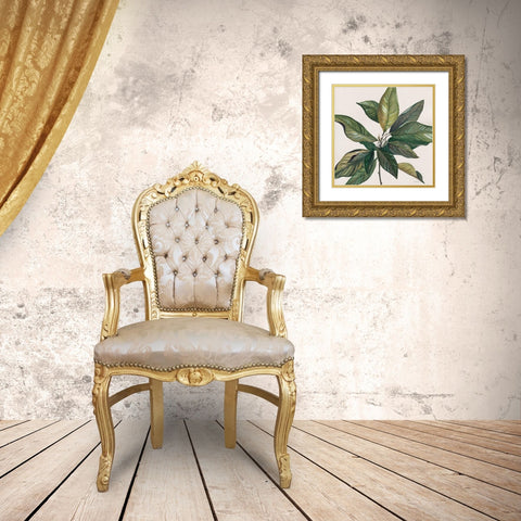 Magnolia Leaves I Gold Ornate Wood Framed Art Print with Double Matting by Robinson, Carol
