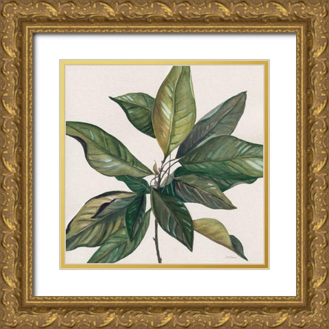 Magnolia Leaves I Gold Ornate Wood Framed Art Print with Double Matting by Robinson, Carol