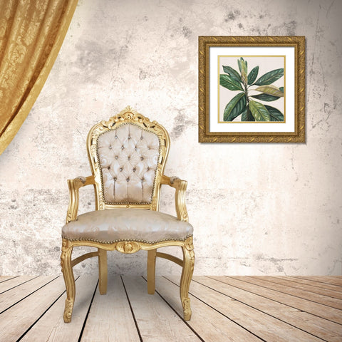 Magnolia Leaves II Gold Ornate Wood Framed Art Print with Double Matting by Robinson, Carol