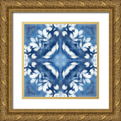 Navy Nature Kaleidoscope I Gold Ornate Wood Framed Art Print with Double Matting by Nan
