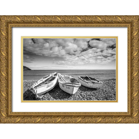 Canary Island Fishing Boats Gold Ornate Wood Framed Art Print with Double Matting by Delimont, Danita