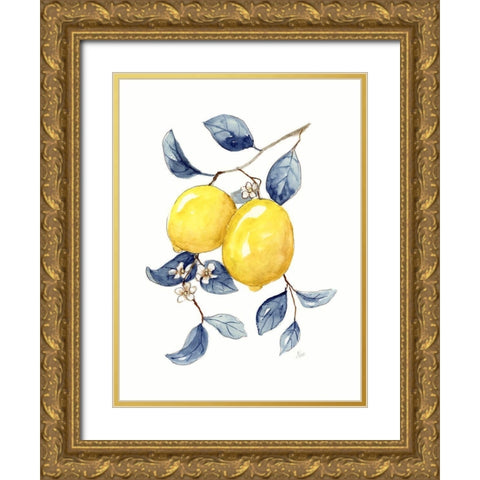 Odyssey Lemons I Gold Ornate Wood Framed Art Print with Double Matting by Nan