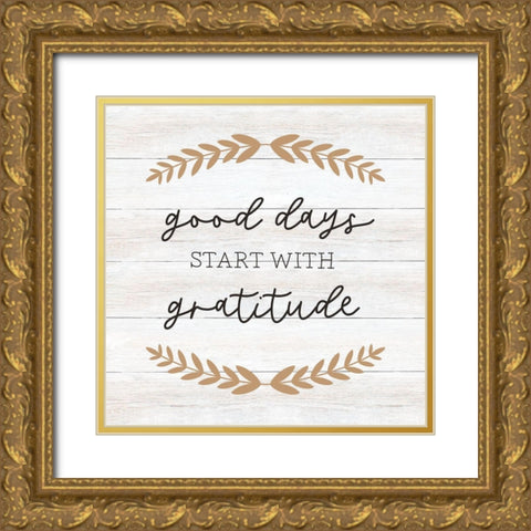 Good Days Gold Ornate Wood Framed Art Print with Double Matting by CAD Designs