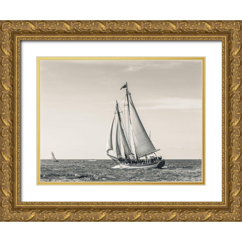 Ocean Schooner Gold Ornate Wood Framed Art Print with Double Matting by Delimont, Danita