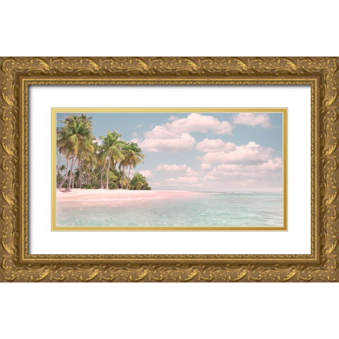 Pink Sand and Palms Gold Ornate Wood Framed Art Print with Double Matting by Calascibetta, Mike