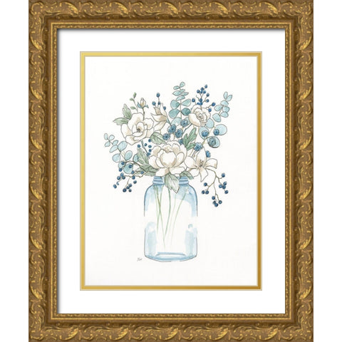 Sofly Whisper Bouquet I Gold Ornate Wood Framed Art Print with Double Matting by Nan