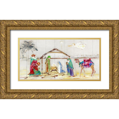 Nativity Gold Ornate Wood Framed Art Print with Double Matting by Swatland, Sally