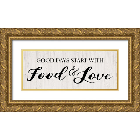Food and Love Gold Ornate Wood Framed Art Print with Double Matting by CAD Designs
