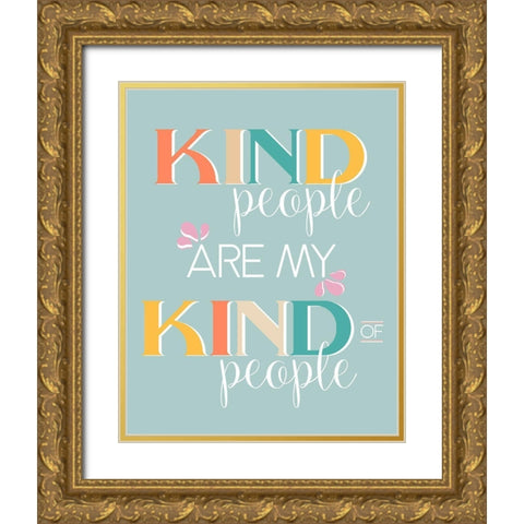 Kind People Gold Ornate Wood Framed Art Print with Double Matting by Santiago, Daniela