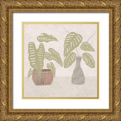 Potted Still Life Gold Ornate Wood Framed Art Print with Double Matting by Santiago, Daniela