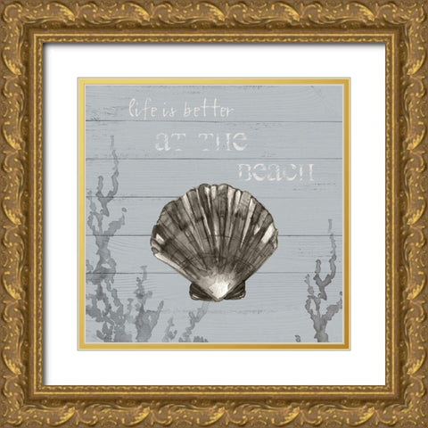 Seaside Sentiment IV Gold Ornate Wood Framed Art Print with Double Matting by Robinson, Carol