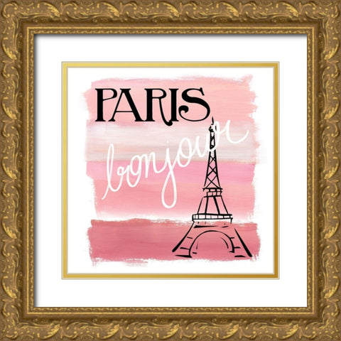 Bonjour Gold Ornate Wood Framed Art Print with Double Matting by Nan