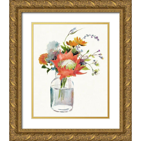 Protea Gold Ornate Wood Framed Art Print with Double Matting by Troise Heidel, Theresa