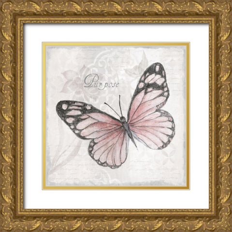 Purpose Butterfly Gold Ornate Wood Framed Art Print with Double Matting by Tava Studios