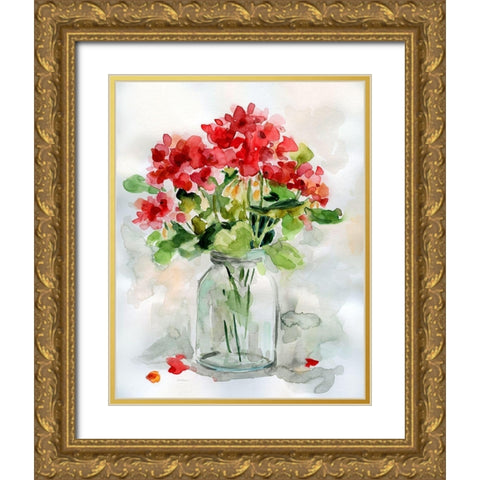 Summer Geranium II Gold Ornate Wood Framed Art Print with Double Matting by Robinson, Carol