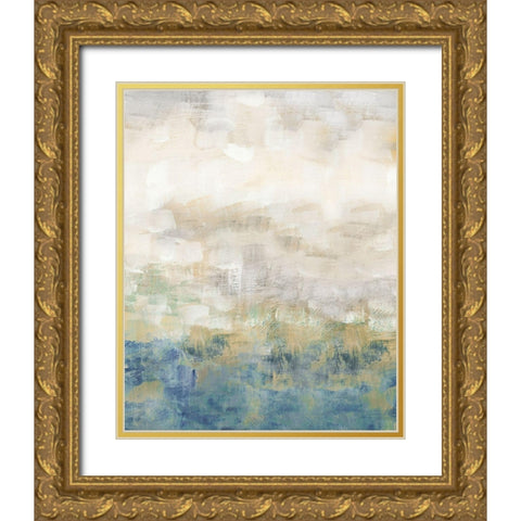 Color Block Meadow II Gold Ornate Wood Framed Art Print with Double Matting by Nan