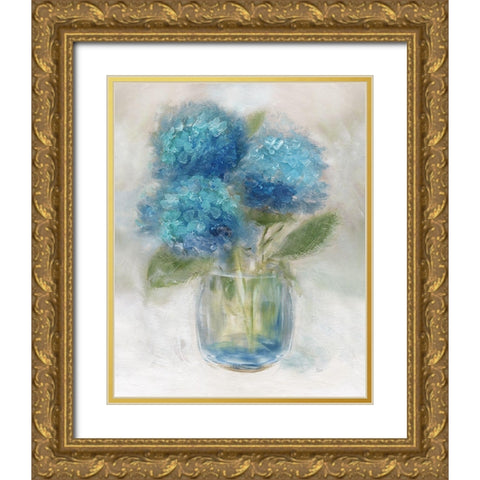 Bedazzled in Blue II Gold Ornate Wood Framed Art Print with Double Matting by Nan