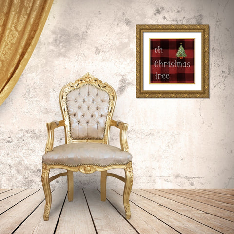 Oh Christmas Tree Gold Ornate Wood Framed Art Print with Double Matting by Robinson, Carol