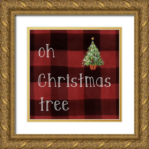 Oh Christmas Tree Gold Ornate Wood Framed Art Print with Double Matting by Robinson, Carol