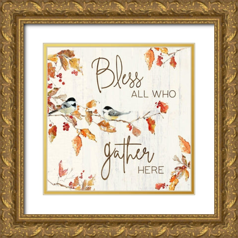 Bless All Gold Ornate Wood Framed Art Print with Double Matting by Swatland, Sally