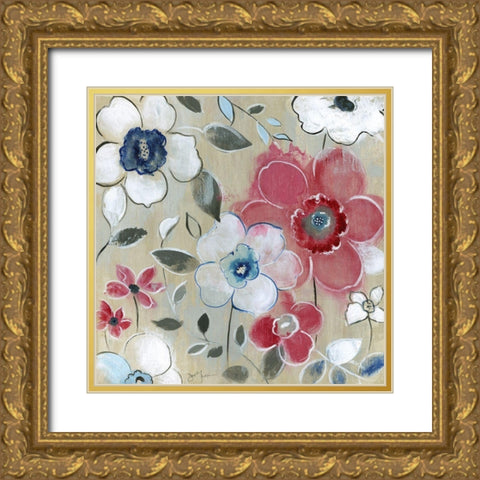 Happy Field Gold Ornate Wood Framed Art Print with Double Matting by Tava Studios