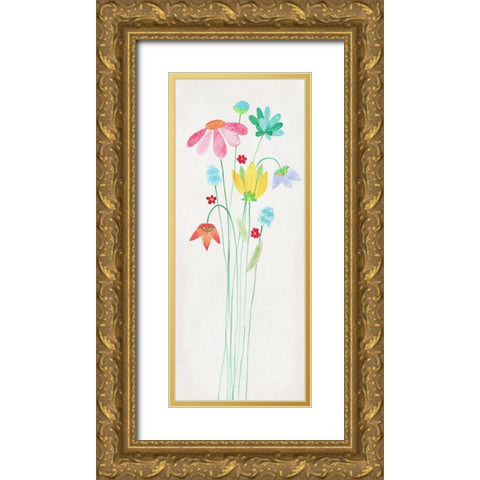 Whimsy Flowers I Gold Ornate Wood Framed Art Print with Double Matting by Tava Studios
