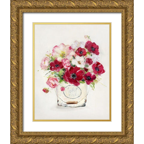 Perennial Jewels I Gold Ornate Wood Framed Art Print with Double Matting by Swatland, Sally