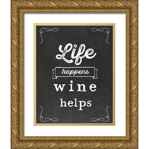 Wine Helps Gold Ornate Wood Framed Art Print with Double Matting by Murray, Amanda