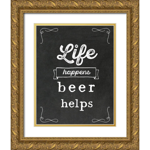 Beer Helps Gold Ornate Wood Framed Art Print with Double Matting by Murray, Amanda