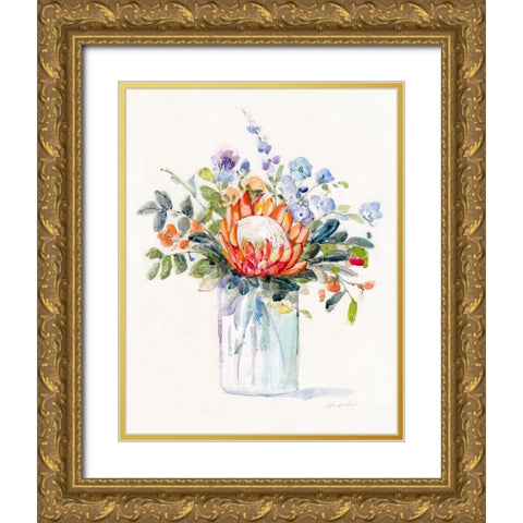 Pretty Protea I Gold Ornate Wood Framed Art Print with Double Matting by Swatland, Sally
