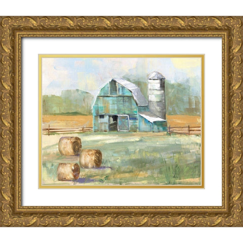 Country Sunrise Gold Ornate Wood Framed Art Print with Double Matting by Swatland, Sally