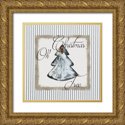 Oh Christmas Tree Gold Ornate Wood Framed Art Print with Double Matting by Robinson, Carol
