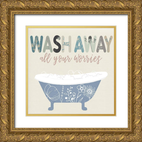 Wash Away Gold Ornate Wood Framed Art Print with Double Matting by Santiago, Daniela
