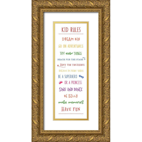 Kids Rules Gold Ornate Wood Framed Art Print with Double Matting by Carpentieri, Natalie