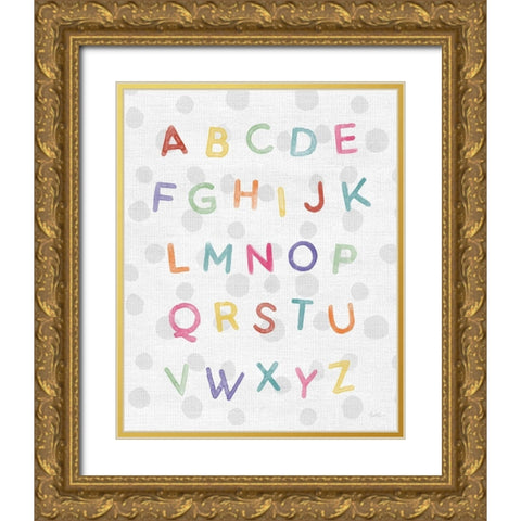 Watercolor Alphabet Gold Ornate Wood Framed Art Print with Double Matting by Carpentieri, Natalie