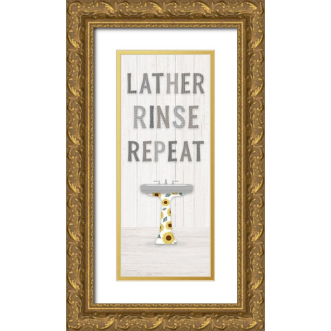 Sunflower Bath II Gold Ornate Wood Framed Art Print with Double Matting by Carpentieri, Natalie