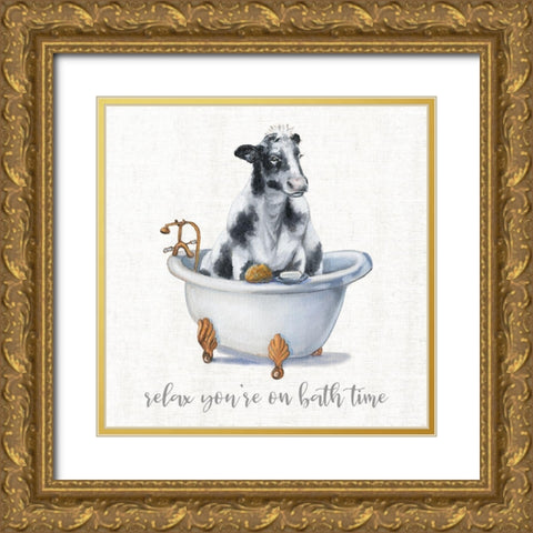 Bath Time Gold Ornate Wood Framed Art Print with Double Matting by Brooks, Donna