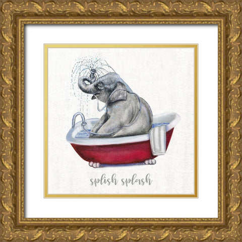 Splish Splash Gold Ornate Wood Framed Art Print with Double Matting by Brooks, Donna
