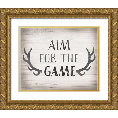 Aim Game Gold Ornate Wood Framed Art Print with Double Matting by Designs, CAD