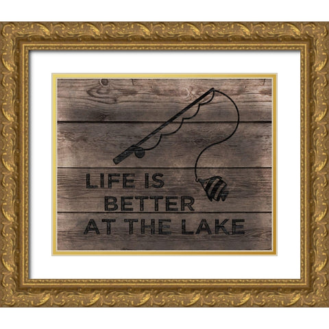 Better at the Lake Gold Ornate Wood Framed Art Print with Double Matting by CAD Designs