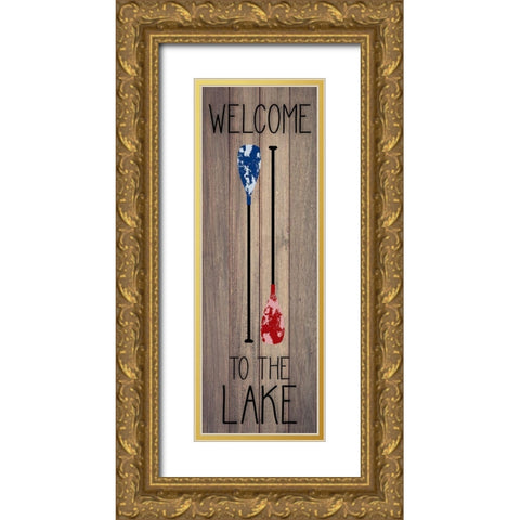 Welcome to the Lake Gold Ornate Wood Framed Art Print with Double Matting by Santiago, Daniela
