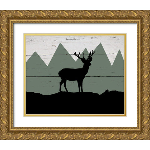 Mountain Deer Gold Ornate Wood Framed Art Print with Double Matting by Craven, Katrina