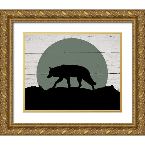 Mountain Wolf Gold Ornate Wood Framed Art Print with Double Matting by Craven, Katrina